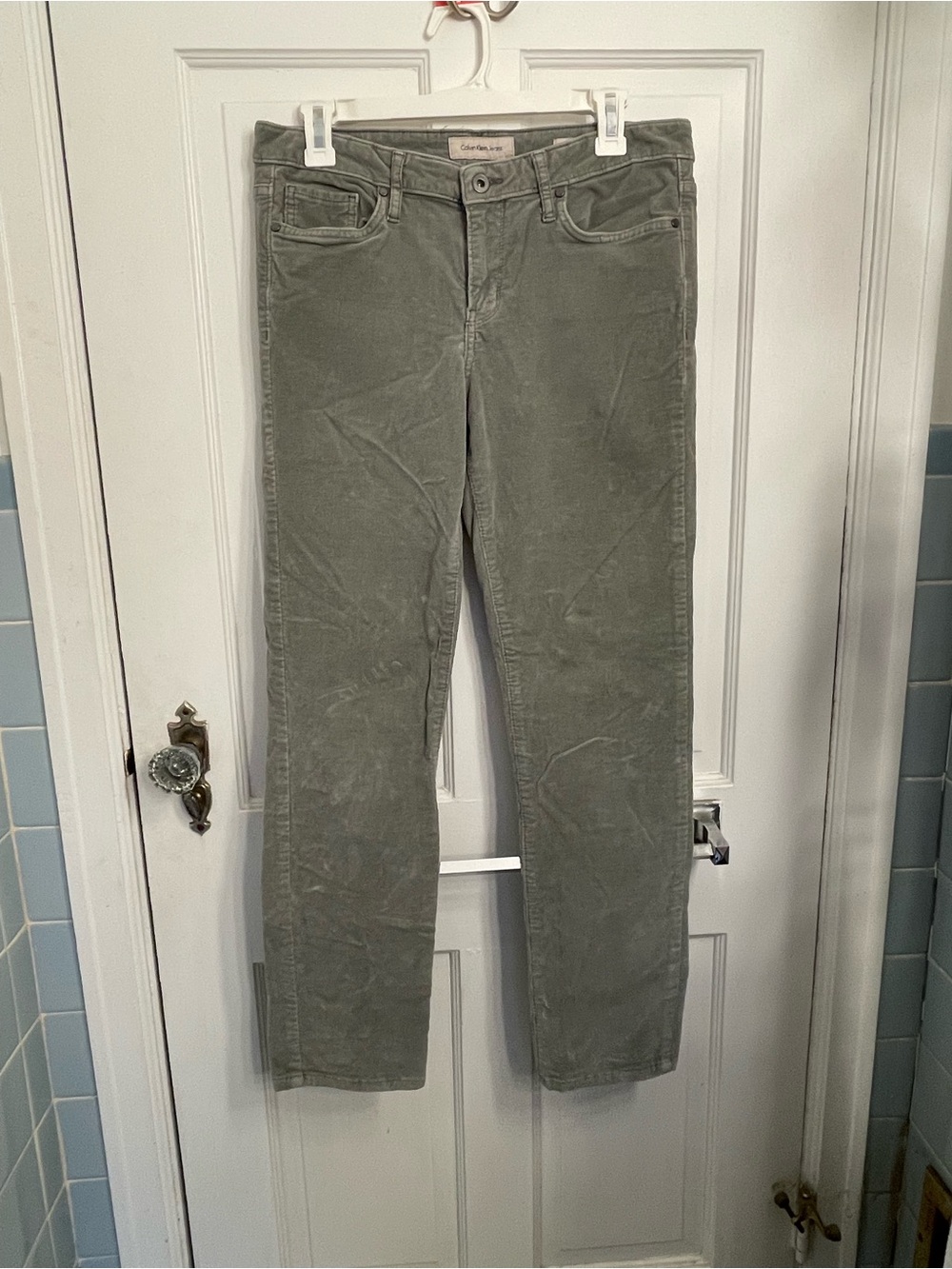 Calvin Klein cordoroy Jeans Straight-Leg Jeans in Olive Green